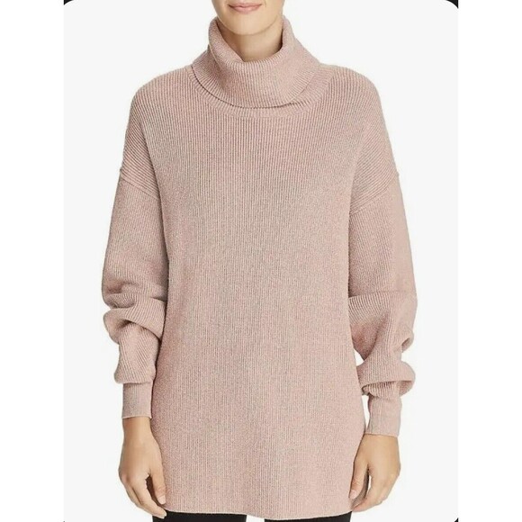 Free People Softly Structured Oversized Tunic Turtleneck Ribbed Sweater Large - Picture 13 of 13